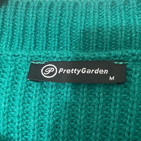 Knit honeycomb balloon sleeve Sweater Teal Blue Size Medium EUC - Picture 4 of 6